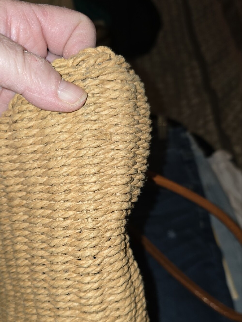 Woven Mustard Tote with Tan Faux-Leather Handles - Picture 10 of 15